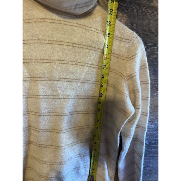 VINCE CASHMERE SWEATER OFF WHITE/IVORY Turtle Neck Stripped large - Picture 5 of 6